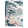 Artgeist Pertvara - Mountainous Coast with Trees and Rocks - in Light Pastel Blues