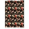 Artgeist Pertvara - Ornament with birds - silhouettes of cranes and peony flowers on a dark background