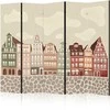 Artgeist Pertvara - Salt Square - Colorful Illustrated Townhouses Against a Sky with Clouds Background