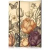 Artgeist Pertvara - Tulips in Kreminis - Illustration of Flowers and Butterflies on a Light Background