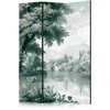 Artgeist Pertvara - View of the Park and Lake - Retro Vintage Landscape in Greens