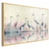 Artgeist Plakatas - Birds by the Lake - herons painted in watercolor in a delicate, pilka-pink palette