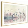 Artgeist Plakatas - Birds by the Lake - herons painted in watercolor in a delicate, pilka-pink palette