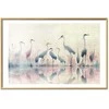 Artgeist Plakatas - Birds by the Lake - herons painted in watercolor in a delicate, pilka-pink palette