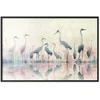 Artgeist Plakatas - Birds by the Lake - herons painted in watercolor in a delicate, pilka-pink palette