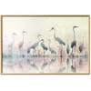Artgeist Plakatas - Birds by the Lake - herons painted in watercolor in a delicate, pilka-pink palette