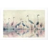 Artgeist Plakatas - Birds by the Lake - herons painted in watercolor in a delicate, pilka-pink palette