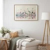 Artgeist Plakatas - Birds by the Lake - herons painted in watercolor in a delicate, pilka-pink palette