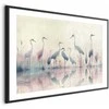 Artgeist Plakatas - Birds by the Lake - herons painted in watercolor in a delicate, pilka-pink palette