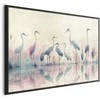 Artgeist Plakatas - Birds by the Lake - herons painted in watercolor in a delicate, pilka-pink palette