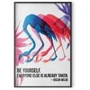 Artgeist Plakatas - Colorful Repetition - three flamingo silhouettes with an inspiring quote