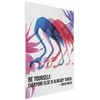 Artgeist Plakatas - Colorful Repetition - three flamingo silhouettes with an inspiring quote
