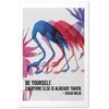Artgeist Plakatas - Colorful Repetition - three flamingo silhouettes with an inspiring quote