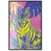 Artgeist Plakatas - Colorful Tiger - intense colors of a tiger surrounded by tropical plants