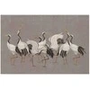 Artgeist Plakatas - Crane Dance - light bird silhouettes on a warm-pilka textured background