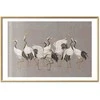 Artgeist Plakatas - Crane Dance - light bird silhouettes on a warm-pilka textured background