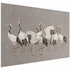 Artgeist Plakatas - Crane Dance - light bird silhouettes on a warm-pilka textured background