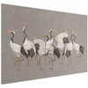 Artgeist Plakatas - Crane Dance - light bird silhouettes on a warm-pilka textured background