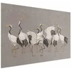 Artgeist Plakatas - Crane Dance - light bird silhouettes on a warm-pilka textured background