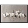 Artgeist Plakatas - Crane Dance - light bird silhouettes on a warm-pilka textured background