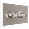 Artgeist Plakatas - Crane Dance - light bird silhouettes on a warm-pilka textured background