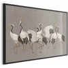 Artgeist Plakatas - Crane Dance - light bird silhouettes on a warm-pilka textured background
