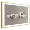 Artgeist Plakatas - Crane Dance - light bird silhouettes on a warm-pilka textured background