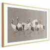 Artgeist Plakatas - Crane Dance - light bird silhouettes on a warm-pilka textured background