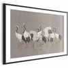 Artgeist Plakatas - Crane Dance - light bird silhouettes on a warm-pilka textured background