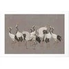 Artgeist Plakatas - Crane Dance - light bird silhouettes on a warm-pilka textured background