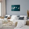 Artgeist Plakatas - Evening at the Pond - group of cranes drawn in dry pastel on a dark turquoise background