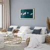 Artgeist Plakatas - Evening at the Pond - group of cranes drawn in dry pastel on a dark turquoise background