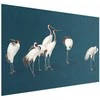 Artgeist Plakatas - Evening at the Pond - group of cranes drawn in dry pastel on a dark turquoise background