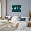 Artgeist Plakatas - Evening at the Pond - group of cranes drawn in dry pastel on a dark turquoise background