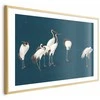 Artgeist Plakatas - Evening at the Pond - group of cranes drawn in dry pastel on a dark turquoise background