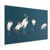 Artgeist Plakatas - Evening at the Pond - group of cranes drawn in dry pastel on a dark turquoise background