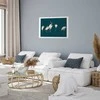 Artgeist Plakatas - Evening at the Pond - group of cranes drawn in dry pastel on a dark turquoise background