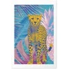 Artgeist Plakatas - Exotic Leopard - colorful portrait of a cheetah against tropical leaves