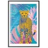 Artgeist Plakatas - Exotic Leopard - colorful portrait of a cheetah against tropical leaves