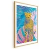 Artgeist Plakatas - Exotic Leopard - colorful portrait of a cheetah against tropical leaves