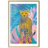 Artgeist Plakatas - Exotic Leopard - colorful portrait of a cheetah against tropical leaves