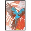 Artgeist Plakatas - Exotic Wings - parrot among abstract leaf patterns