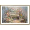 Artgeist Plakatas - Flowery bench - impressionist painting full of flowers