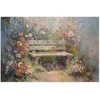 Artgeist Plakatas - Flowery bench - impressionist painting full of flowers