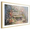Artgeist Plakatas - Flowery bench - impressionist painting full of flowers