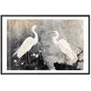 Artgeist Plakatas - Herons and Cherry Blossom - oriental-style illustration depicting birds