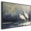 Artgeist Plakatas - Herons over a Winter Pond - illustration in the Japanese style in dark colors