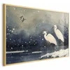 Artgeist Plakatas - Herons over a Winter Pond - illustration in the Japanese style in dark colors