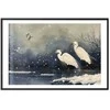 Artgeist Plakatas - Herons over a Winter Pond - illustration in the Japanese style in dark colors