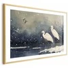 Artgeist Plakatas - Herons over a Winter Pond - illustration in the Japanese style in dark colors